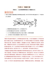 高中生物专题02 细胞的代谢-备战2019年高考生物之纠错笔记系列（无答案）