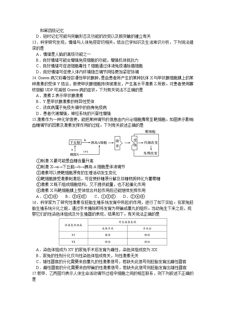 河南省商丘名校联盟2022-2023学年高二生物上学期期中联考试题(Word版附解析)03