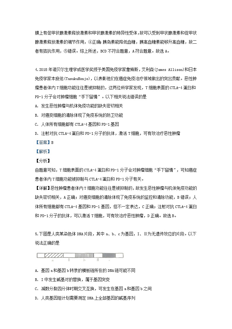 高中生物陕西省延安市2019届高三生物下学期模拟试卷(含解析)第3页