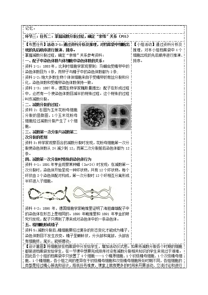 20《減數(shù)分裂和受精作用(第一課時)》教學設計第2頁