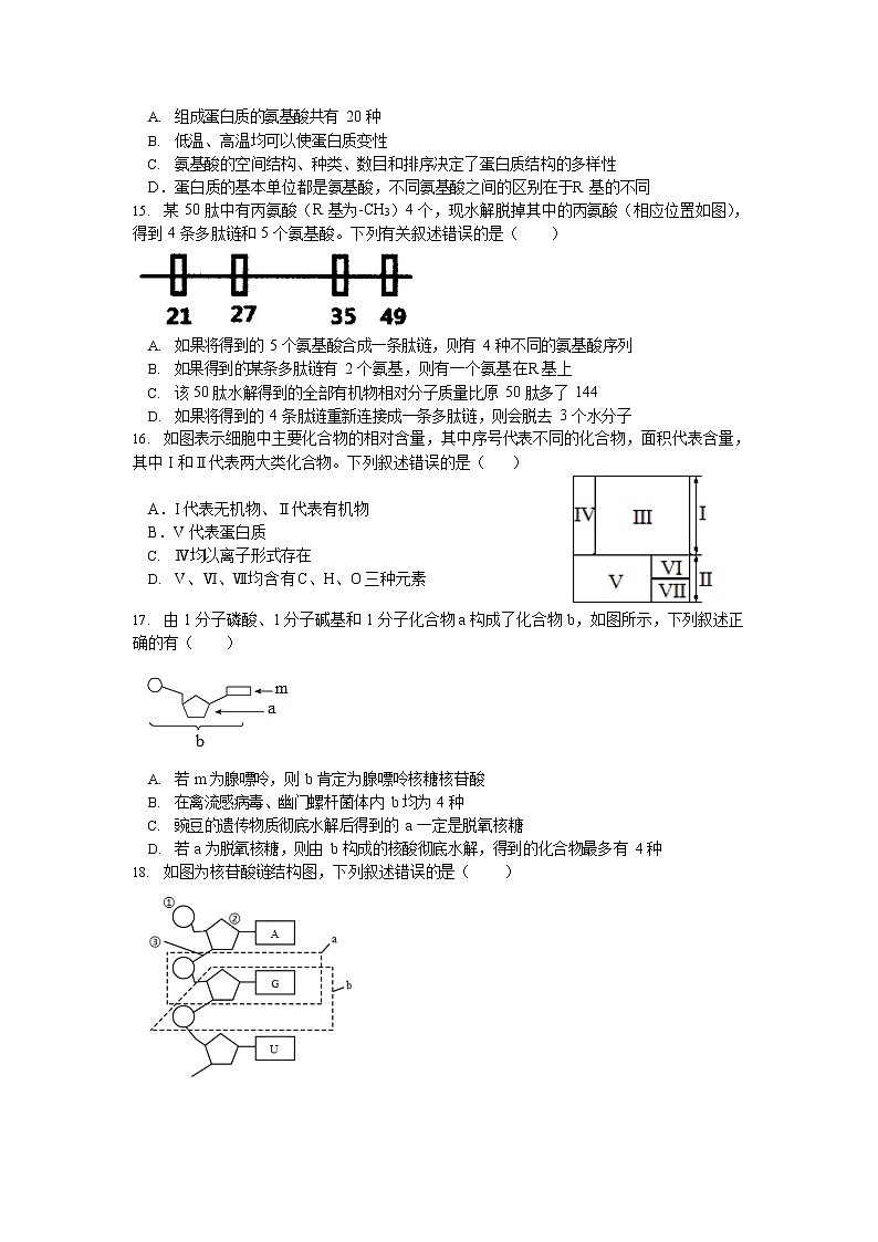 2023兰州西北师大附中高一上学期期中考试生物试卷缺答案第3页