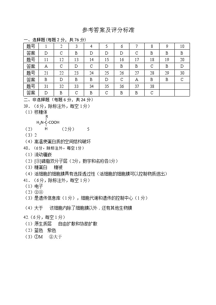 2023江苏省洪泽中学六校联考高一上学期期中生物试题含答案01