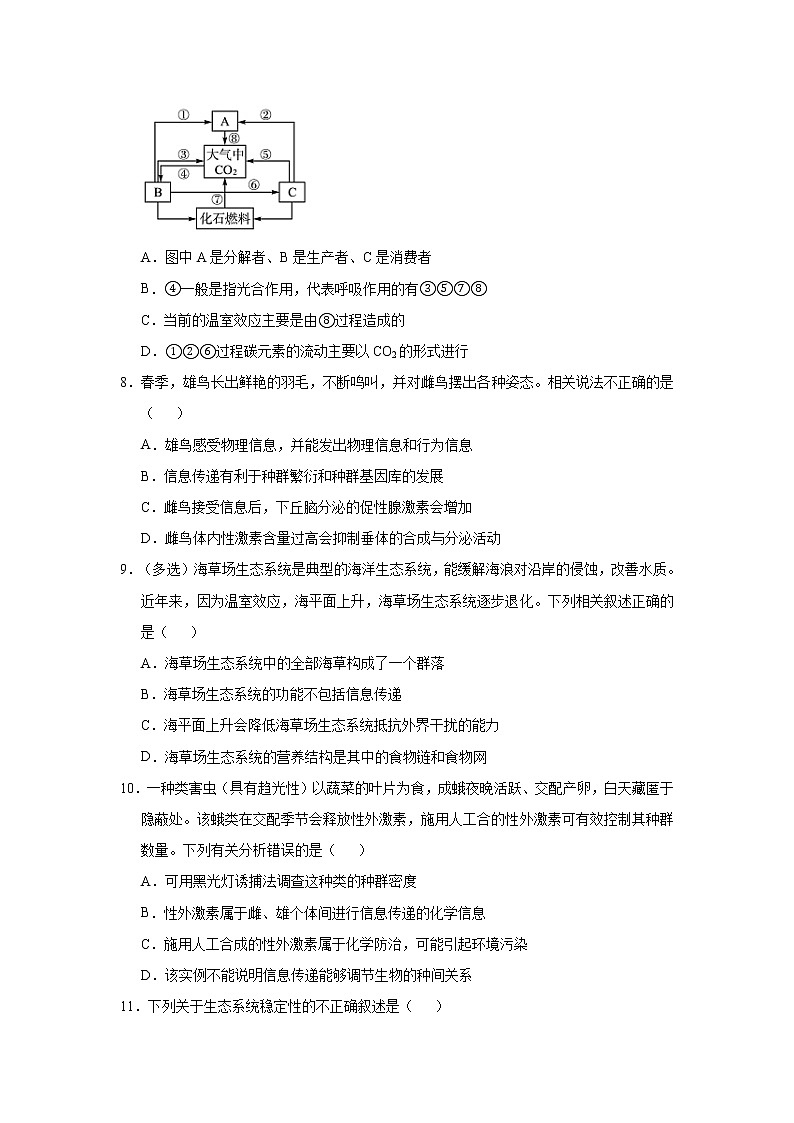 高中生物 (新高考)2021届小题必练20 生态系统的物质循环、信息传递、稳定性及生态环境的保护 学生版第3页