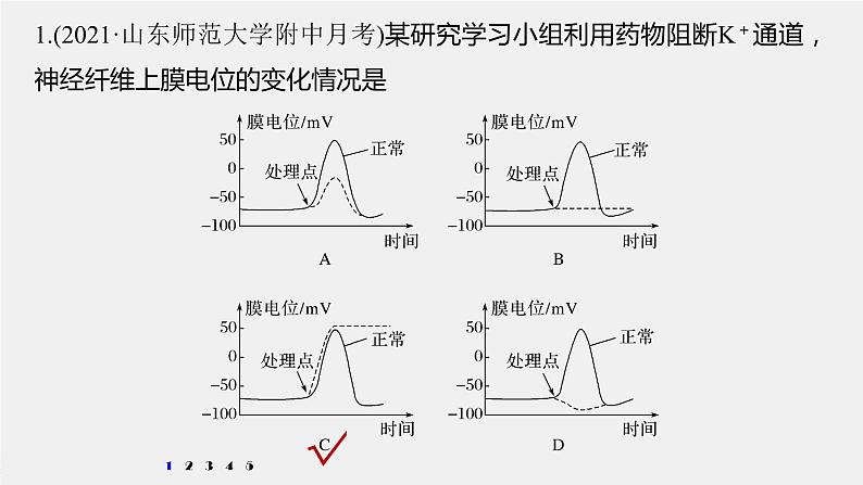 高中生物2022年高考生物一轮复习 第8单元 强化练16 兴奋传导与传递的相关实验探究课件PPT第2页