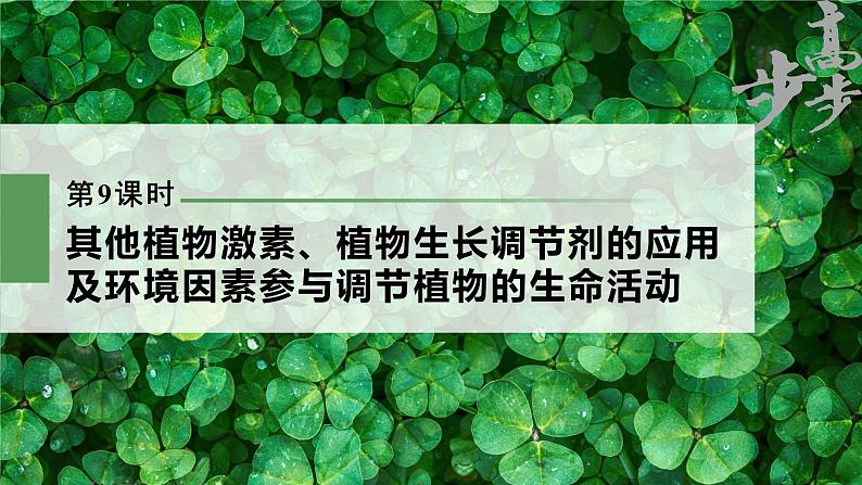 高中生物2023年高考生物一轮复习(新人教新高考) 第8单元 第9课时 其他植物激素、植物生长调节剂的应用及环境因素参与调节植物的生命活动课件PPT第1页