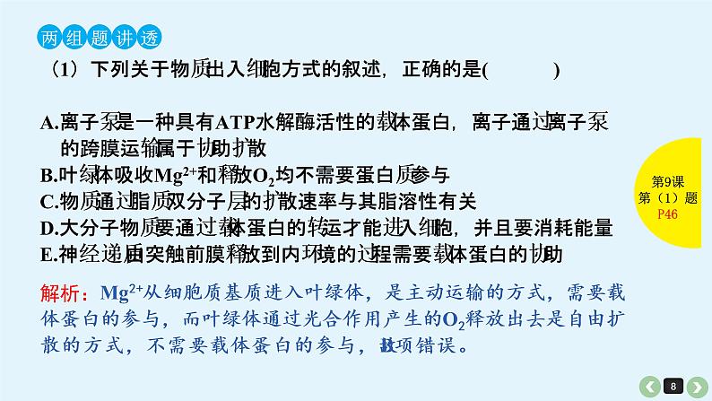 高中生物高考生物(全国版)一轮复习课件:第9课-细胞的物质输入和输出第8页