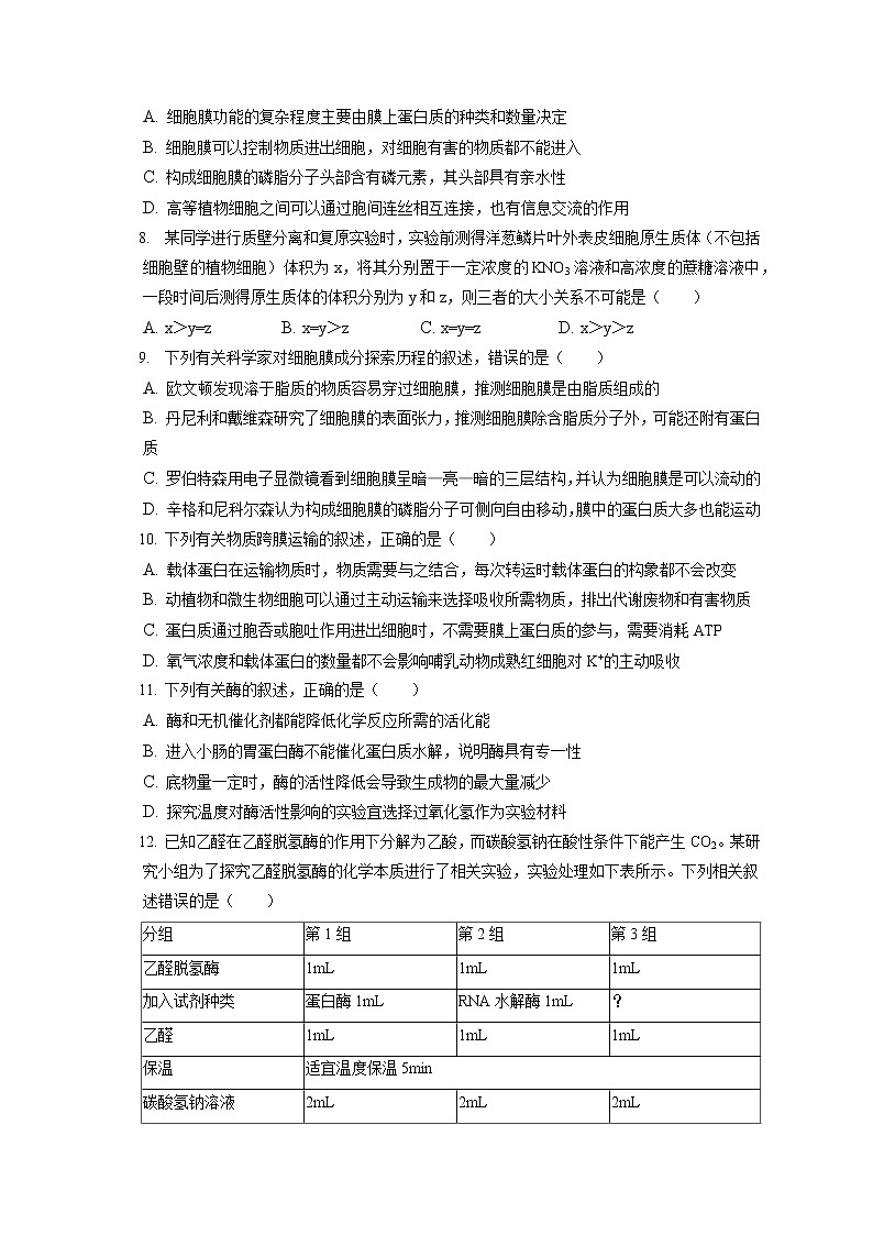 2021-2022学年河南省焦作市高一(上)期末生物试卷(含答案解析)02