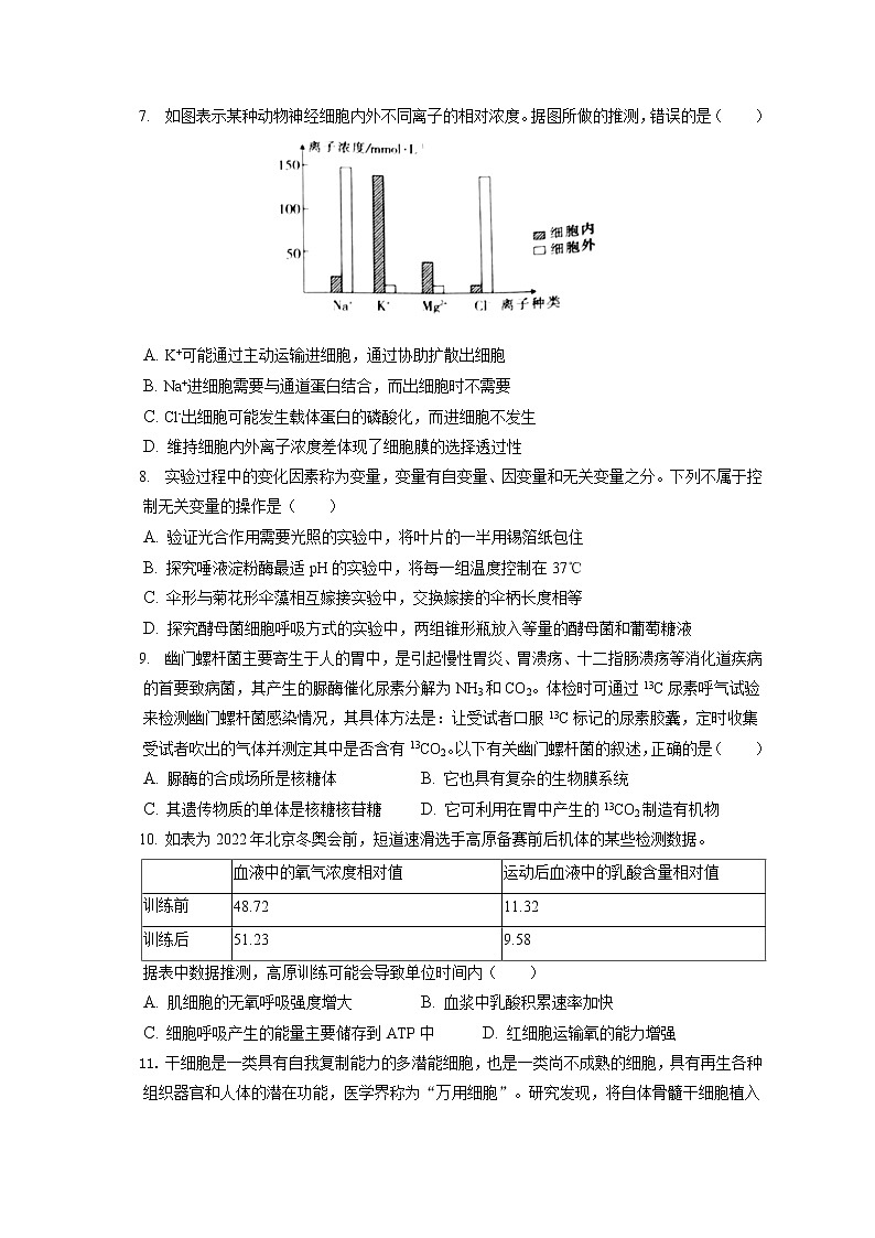 2021-2022学年江西省宜春市高一(上)期末生物试卷(含答案解析)第2页