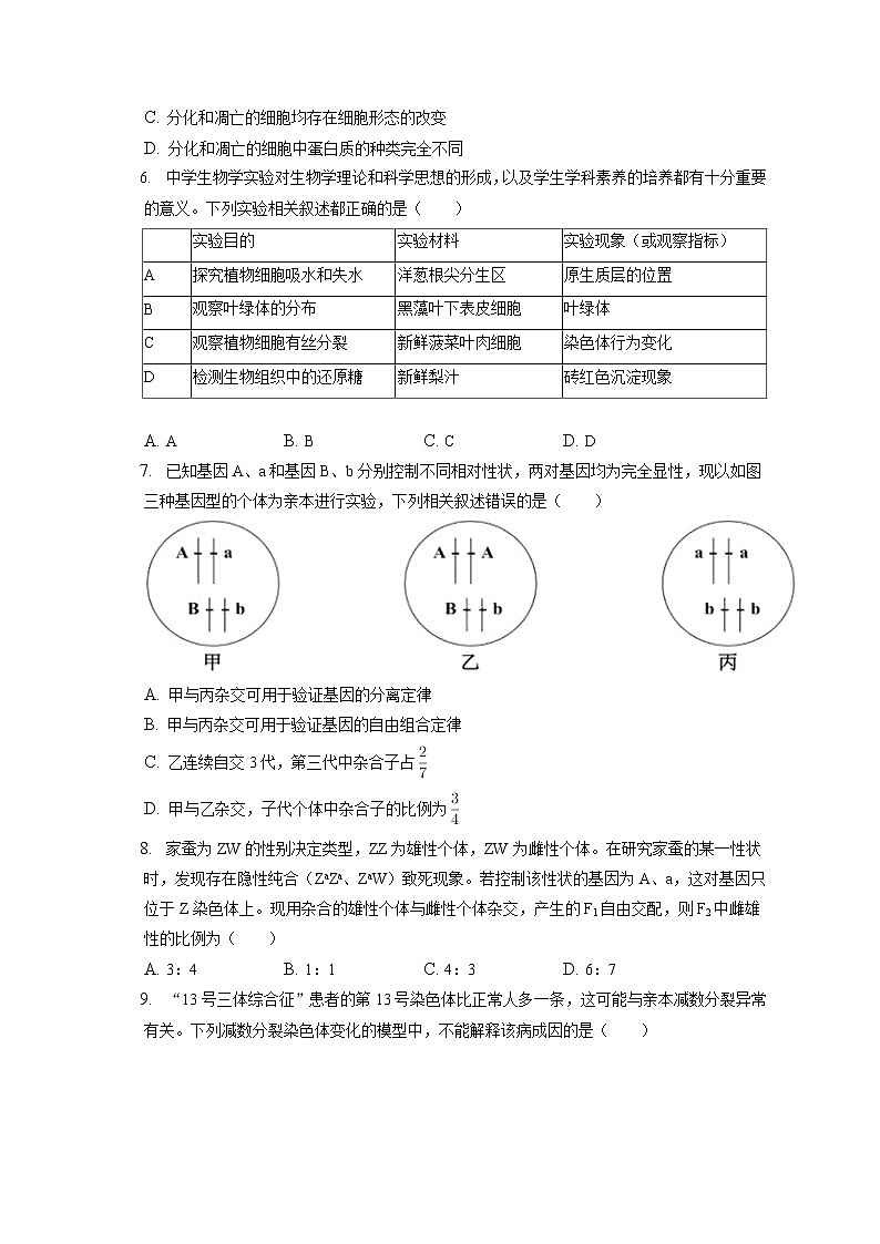 2021-2022学年江西省上饶市重点中学联考高一(下)期末生物试卷(含答案解析)02