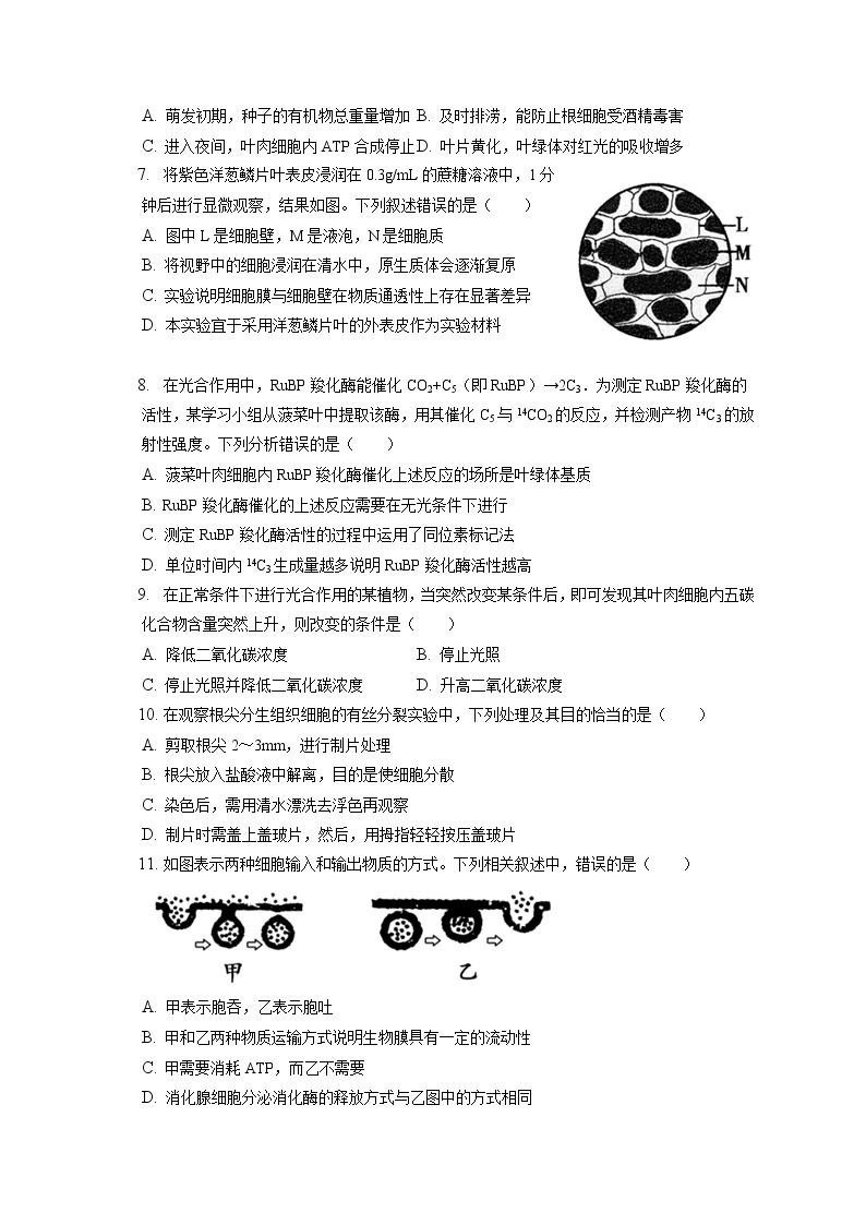 2021-2022学年天津市和平区高一（上）期末生物试卷（含答案解析）02