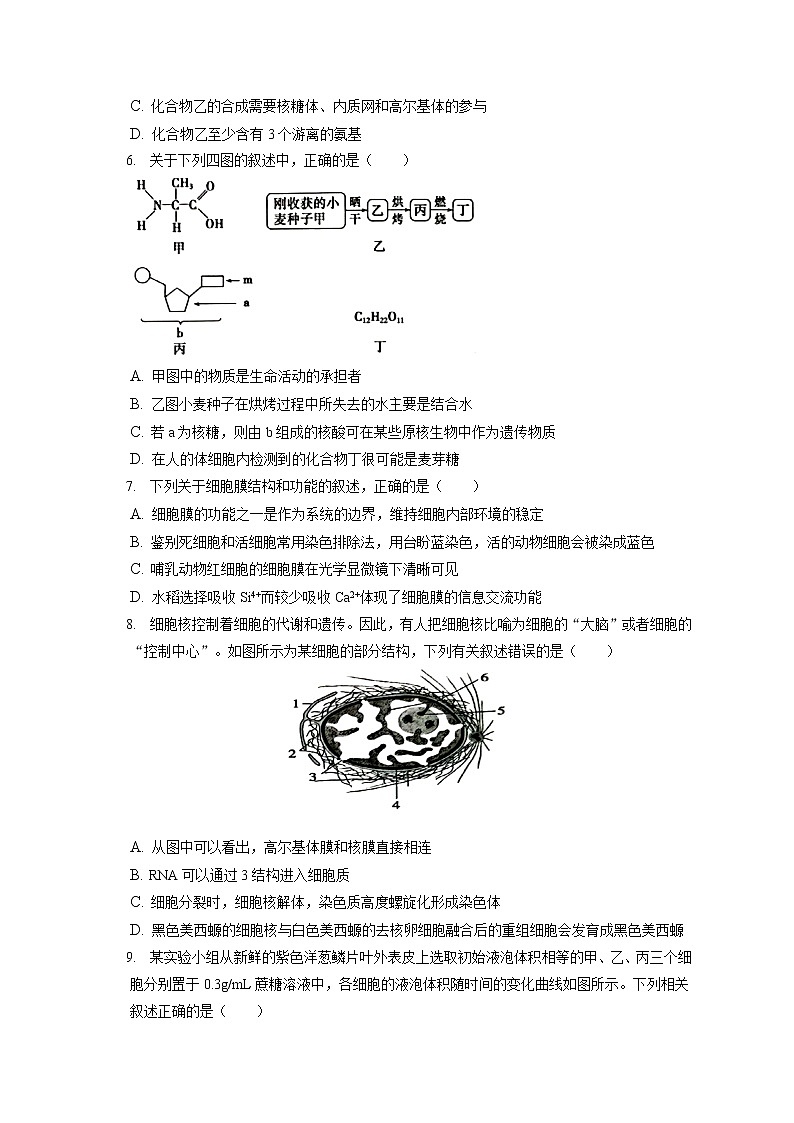 2021-2022学年江西省抚州市高一(上)期末生物试卷(含答案解析)02