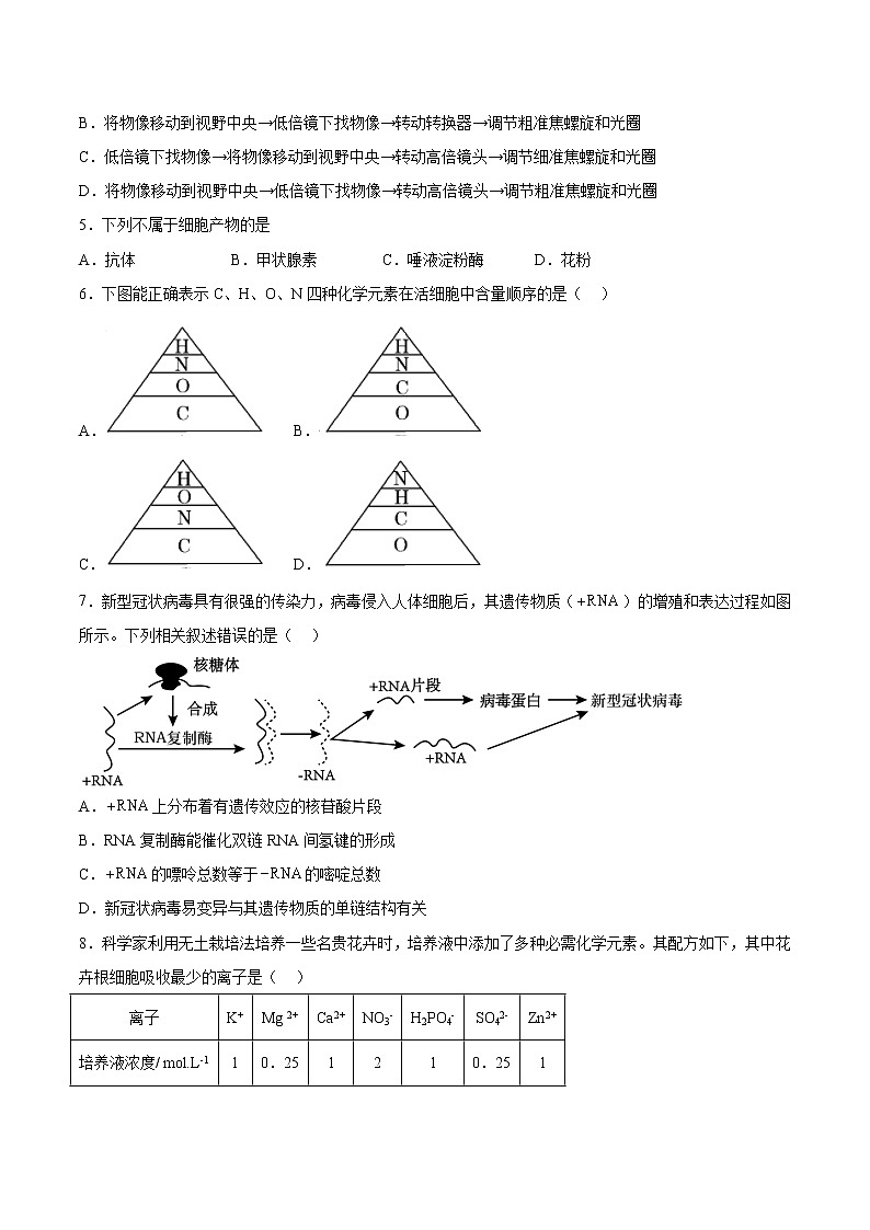 重庆市第一中学2022-2023学年高一生物上学期12月月考试题(Word版附答案)第2页