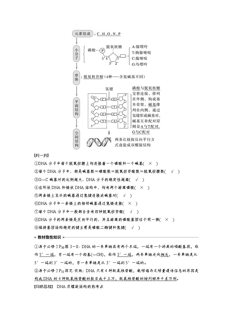 (新高考)2023年高考生物一轮复习讲义第6单元第2课时DNA分子的结构及基因的概念(含解析)第2页