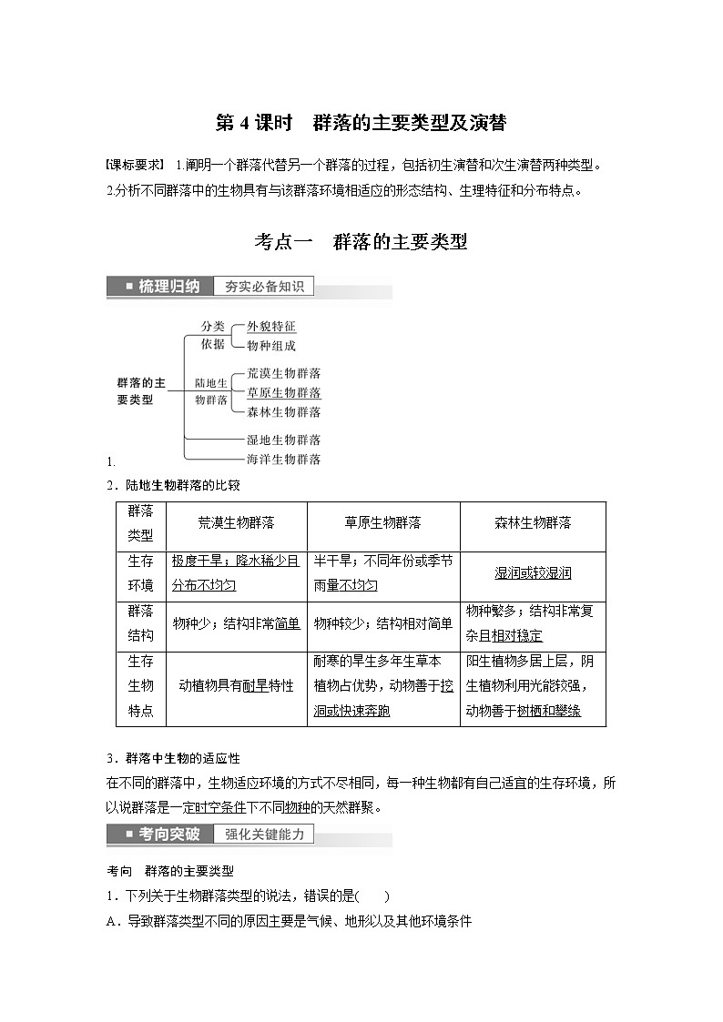 (新高考)2023年高考生物一轮复习讲义第9单元第4课时群落的主要类型及演替(含解析)第1页