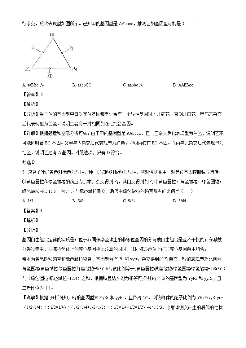 2021-2022学年江苏省常熟市高一下学期期中生物试题含答案03