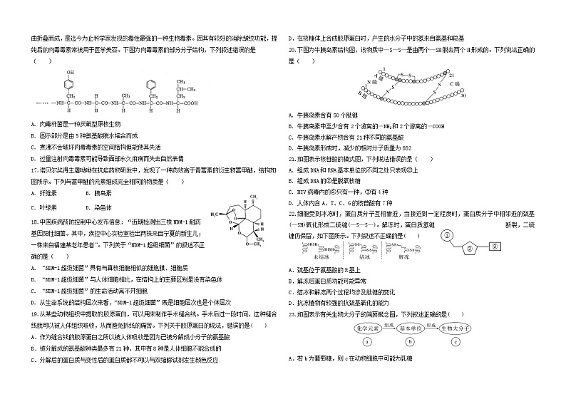 2022-2023学年山东省德州市第一中学高一上学期10月月考生物试题含答案第3页