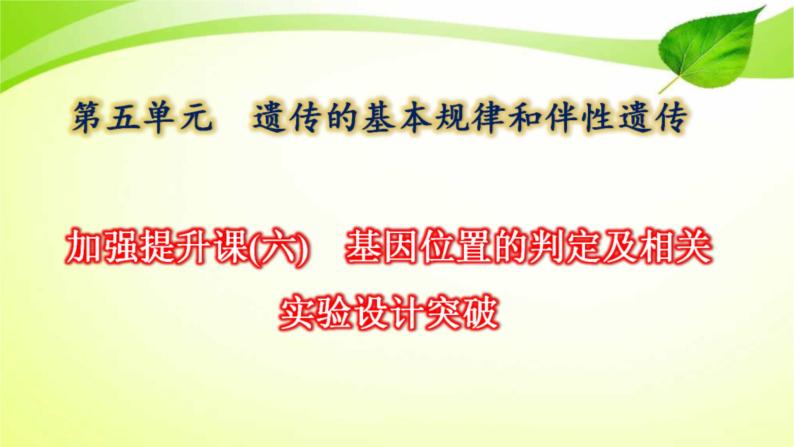 2022年高考生物复习：加强提升课件(六)基因位置的判定及相关实验设计突破(含解析)01