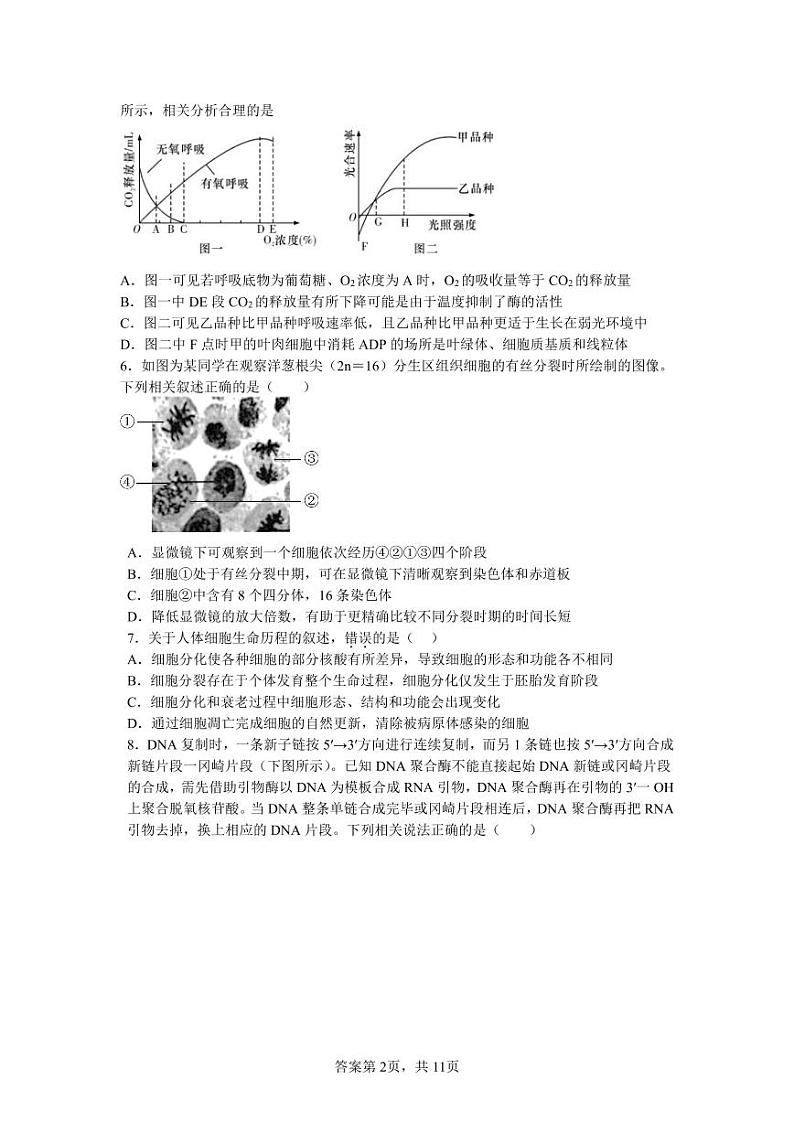 6.江苏2023高三四校联考生物试卷第2页