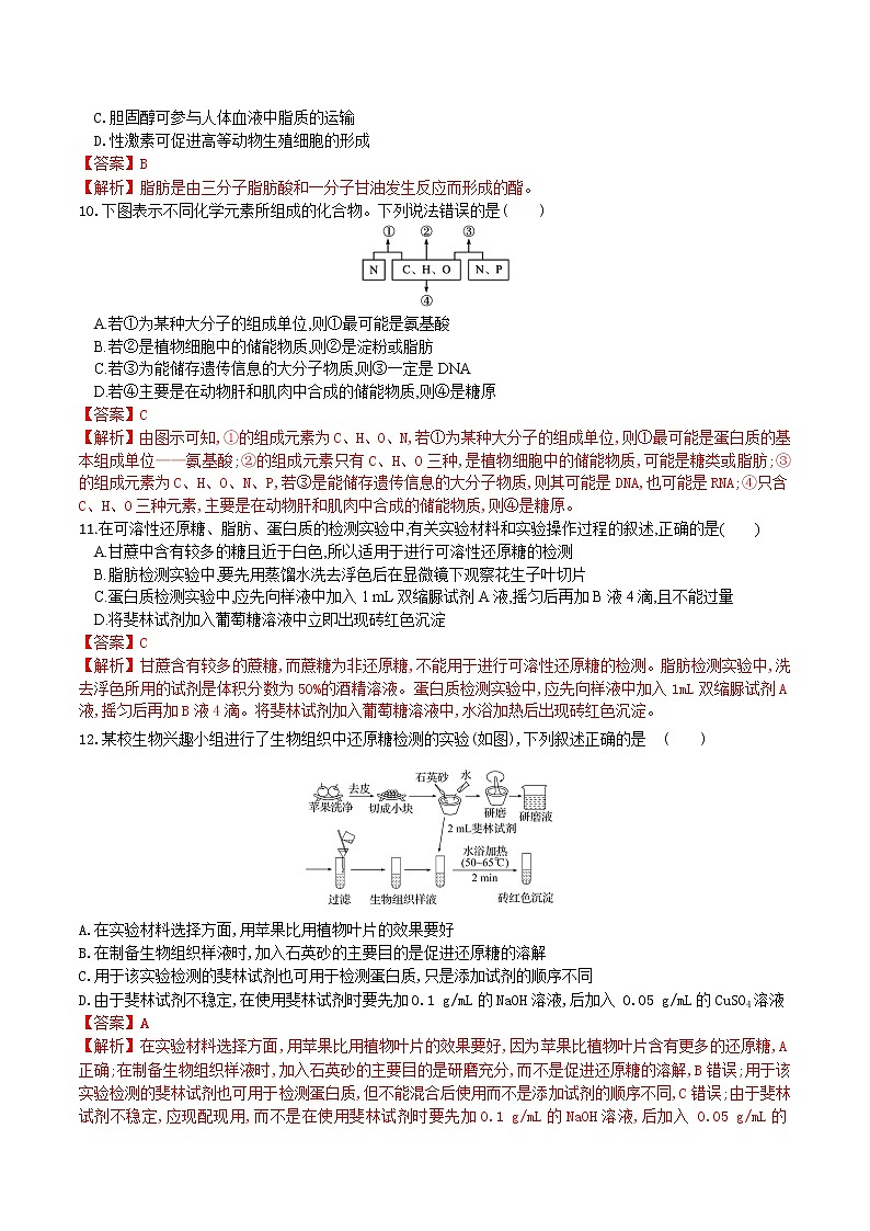 【期末考点复习】人教版(2019)生物必修1 高一上学期期末备考-考点02 细胞中的无机物、糖类和脂质(解析版)第3页