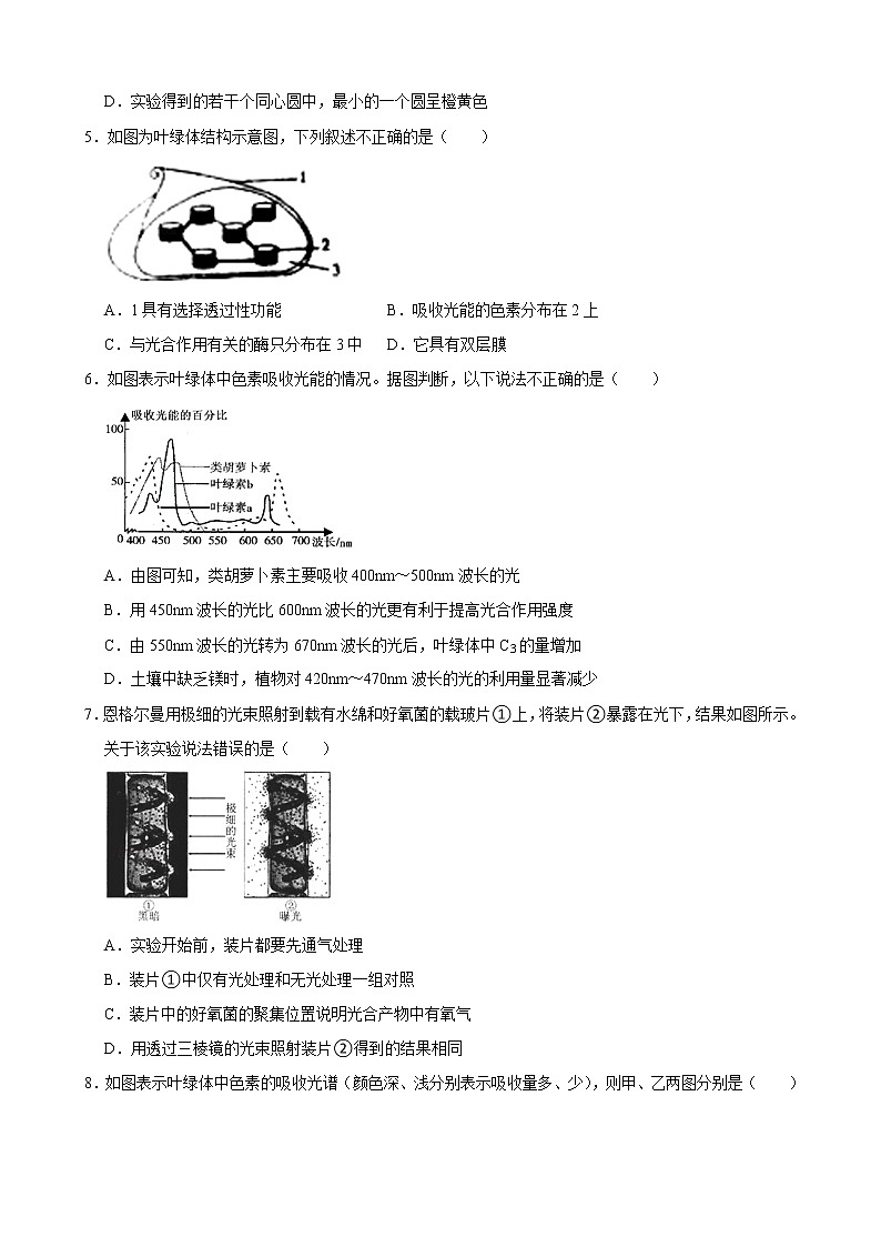 【期末考点精练】人教版(2019)高一必修1-期末专攻4 光合作用(考点识记+试题精练)(学生版)第3页