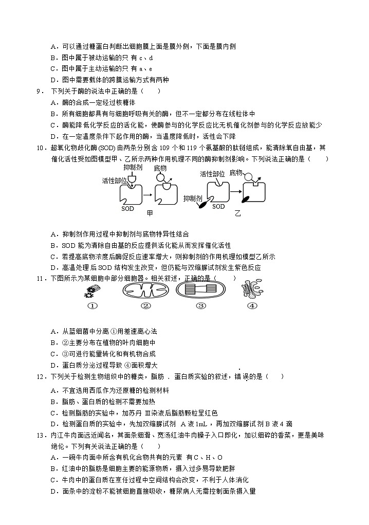 高一生物试卷word第3页