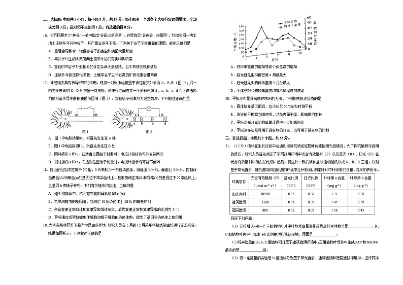 (新高考)高考生物第二次模拟考试卷生物卷(四) (原卷版) 第3页