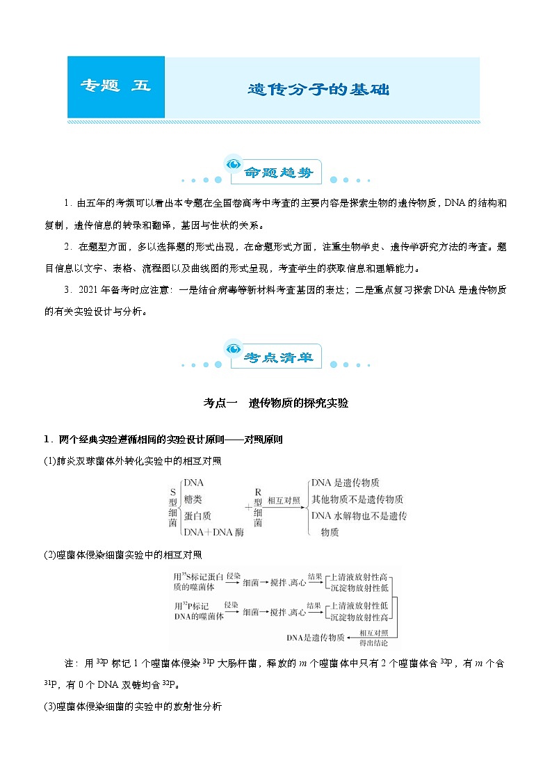 (新高考)高考生物二轮精品专题五遗传分子的基础(解析版)第1页