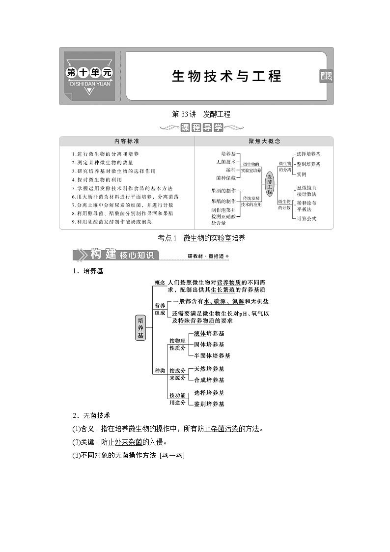 (新高考)高考生物一轮复习学案第33讲发酵工程(含解析)第1页