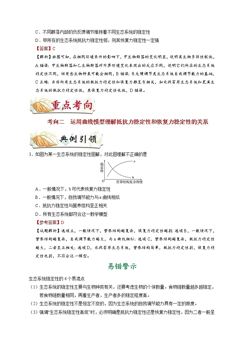高考生物一輪復(fù)習(xí)考點一遍過考點66 生態(tài)系統(tǒng)的穩(wěn)定性(含解析)第3頁