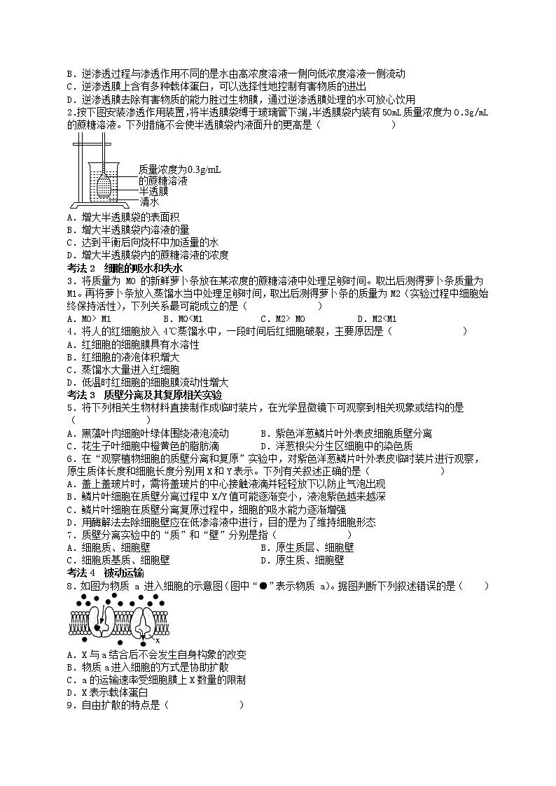 第10讲 被动运输-【分类归纳】最新高一生物考法和题型分类精讲(人教版2019必修1)03