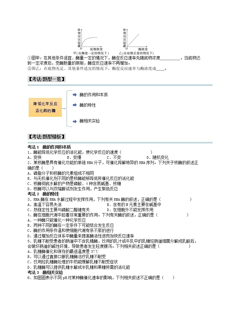 第12讲 降低化学反应活化能的酶-【分类归纳】最新高一生物考法和题型分类精讲（人教版2019必修1）02