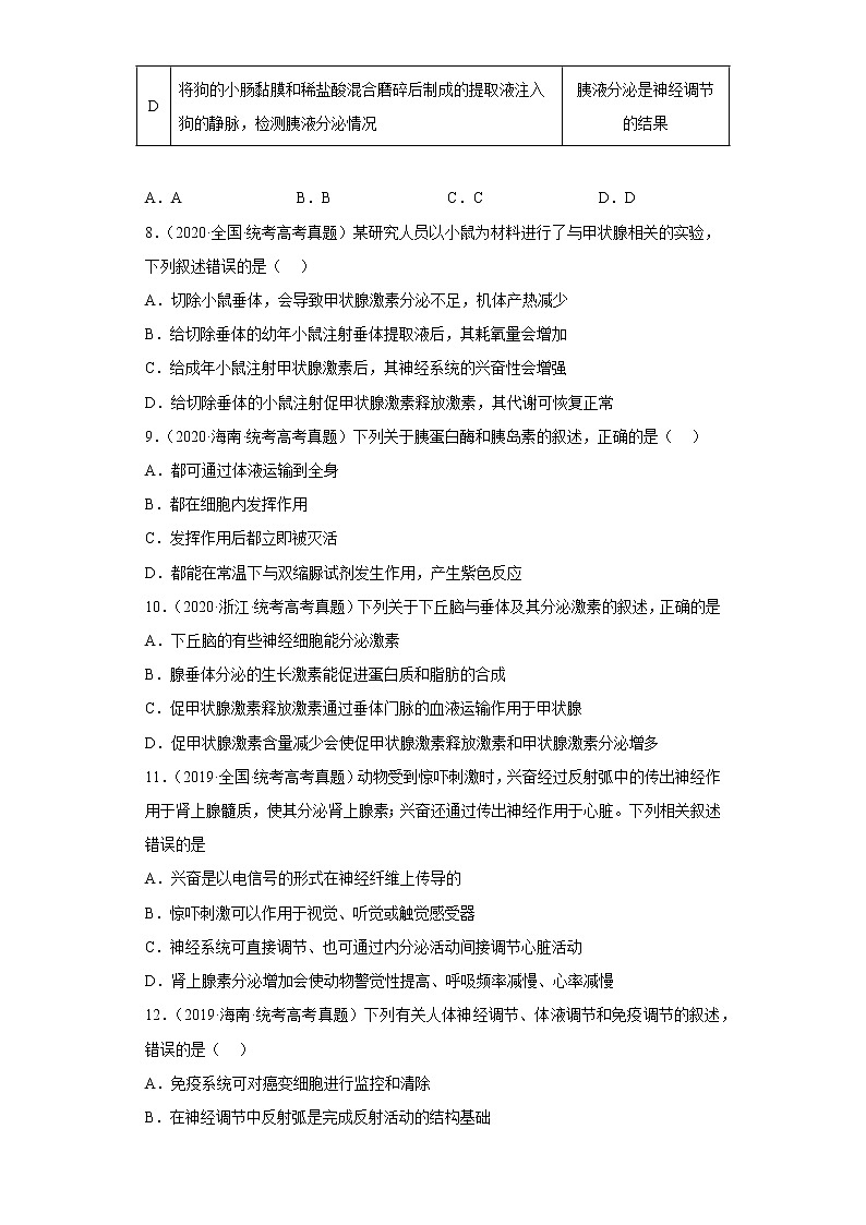 五年2018-2022高考生物真题按知识点分类汇编59-体液调节-激素与内分泌系统(含解析)第3页
