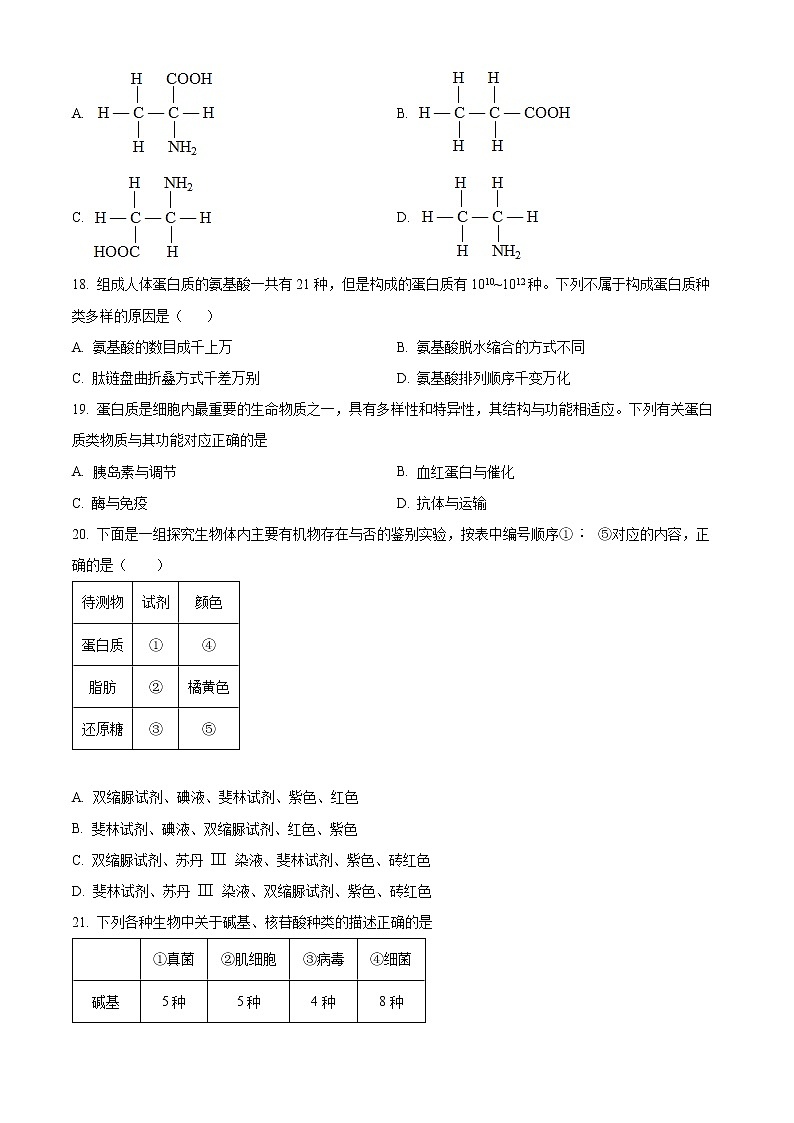 四川省隆昌市第七中学2022-2023学年高一上学期期中测试生物试题无答案第3页