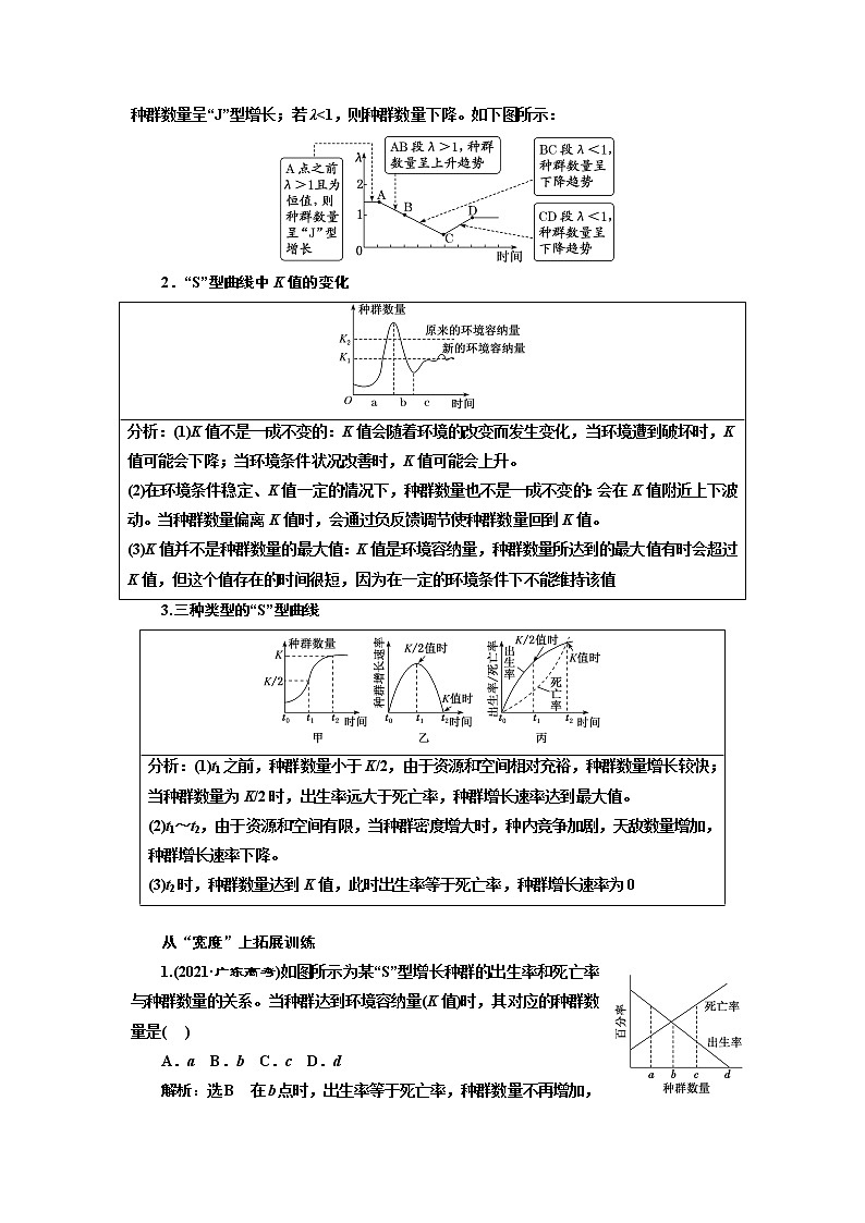 2023届高考生物二轮复习精研重难点(一)种群“J”型和“S”型增长模型的分析及应用学案02