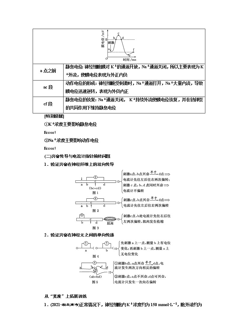 2023届高考生物二轮复习精研重难点(二)兴奋的产生、传导与膜电位变化曲线分析学案02