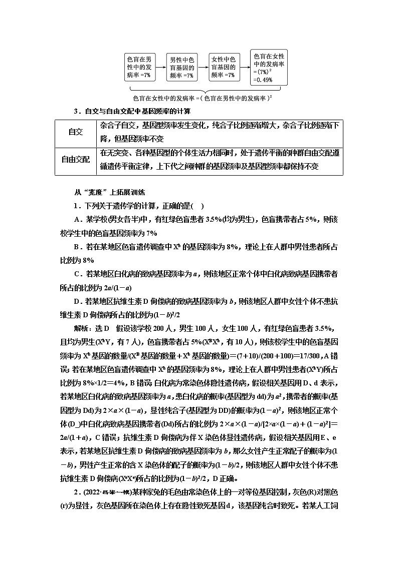 2023届高考生物二轮复习精研重难点(四)基因频率在遗传概率计算中的应用学案02
