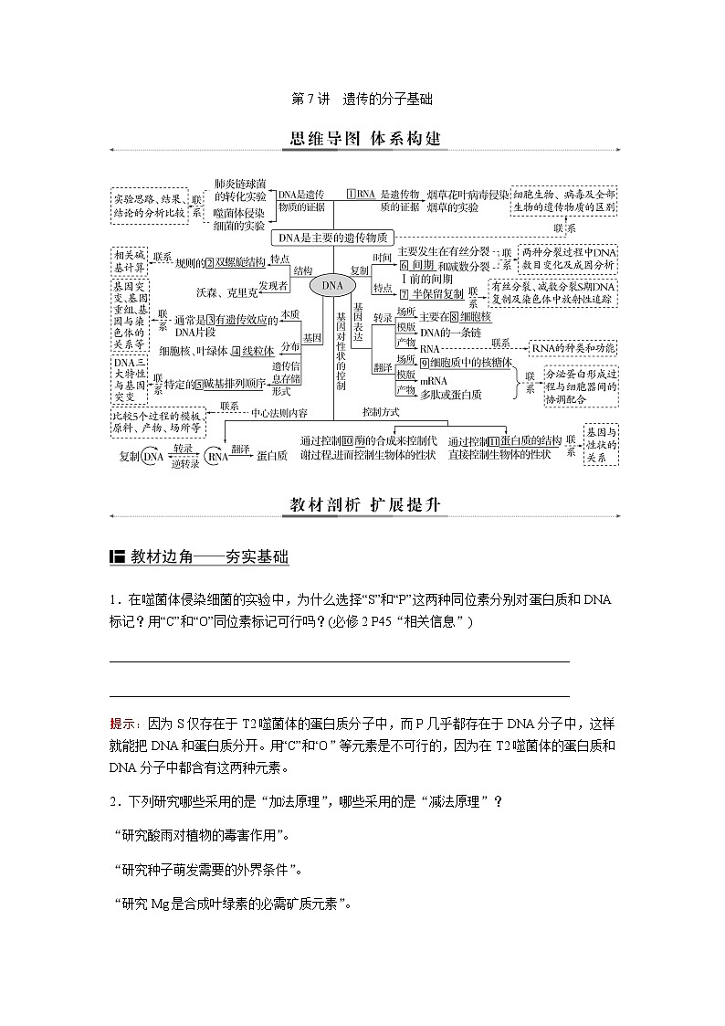 2023届高考生物二轮复习遗传的分子基础学案01