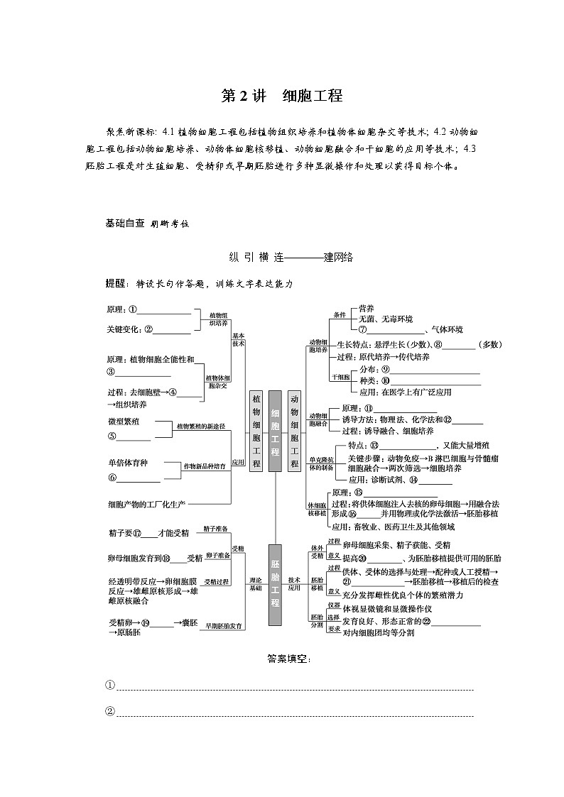 2023届高考生物二轮复习细胞工程学案(不定项)第1页