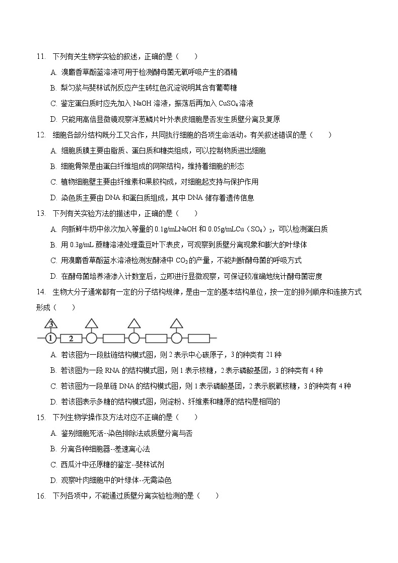 重庆市缙云教育联盟2022-2023学年高一上学期期末联考生物试卷03