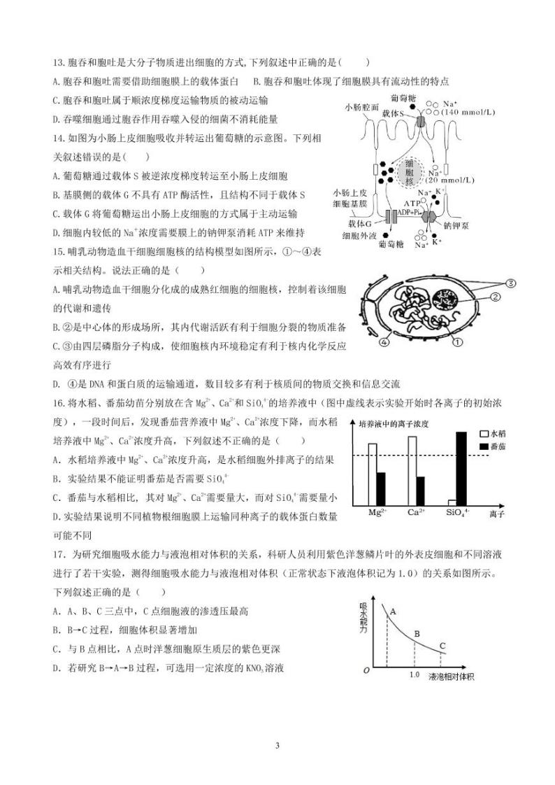 2023济南历城二中高一上学期期末考试生物PDF版含答案（可编辑）03