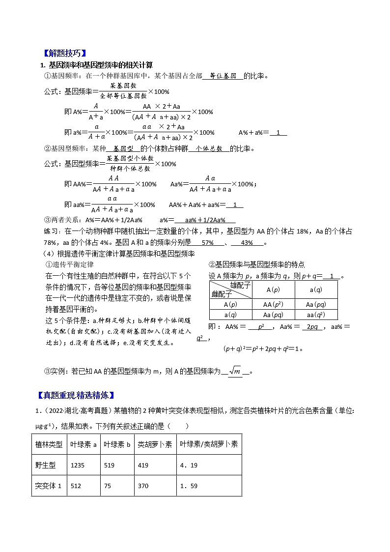 专题12 生物的进化:【二轮复习】备战2023年高考生物必备知识大串讲03