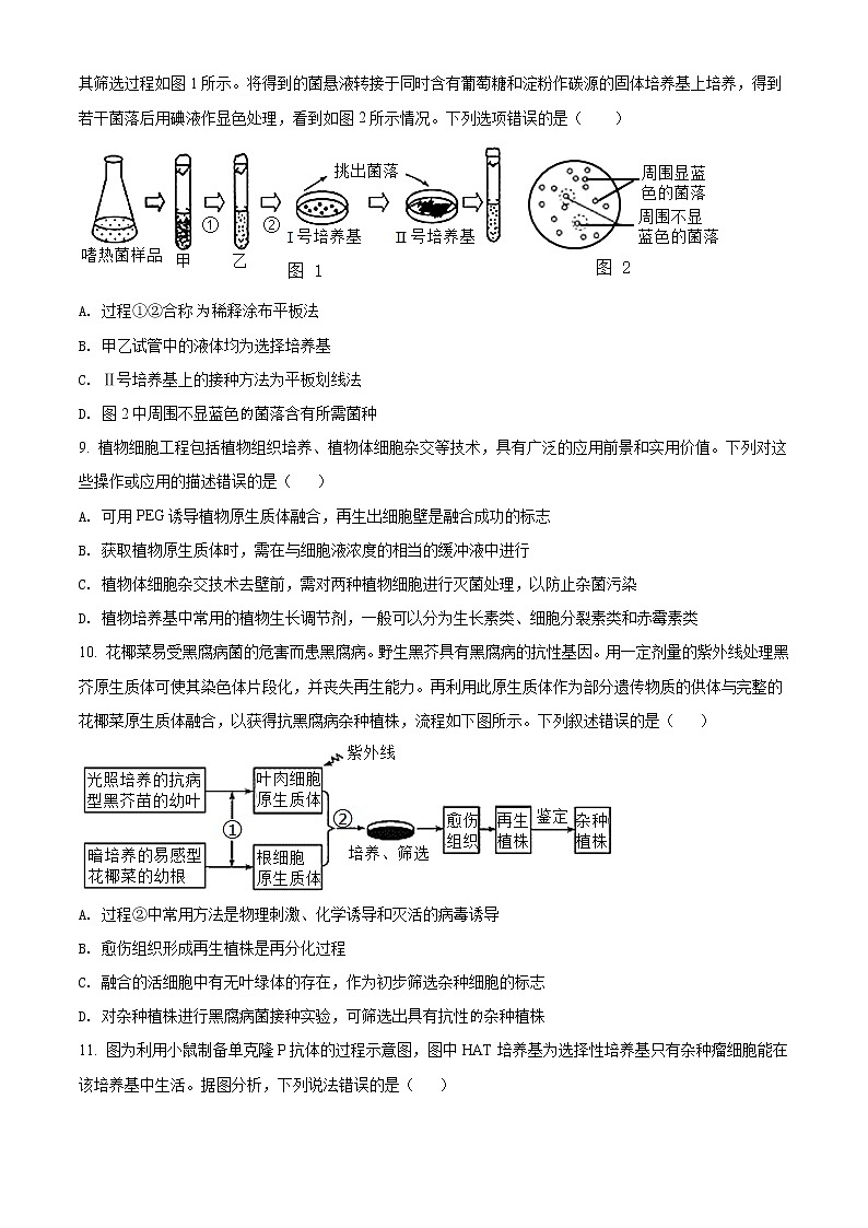 精品解析:山东省济宁市任城区2020-2021学年高二下学期期中生物试题(原卷版)第3页