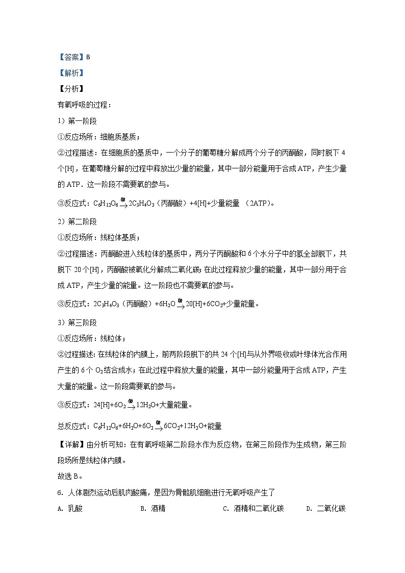 2019-2020学年甘肃省兰州市一中高二下学期期末考试生物(文)试题 解析版03