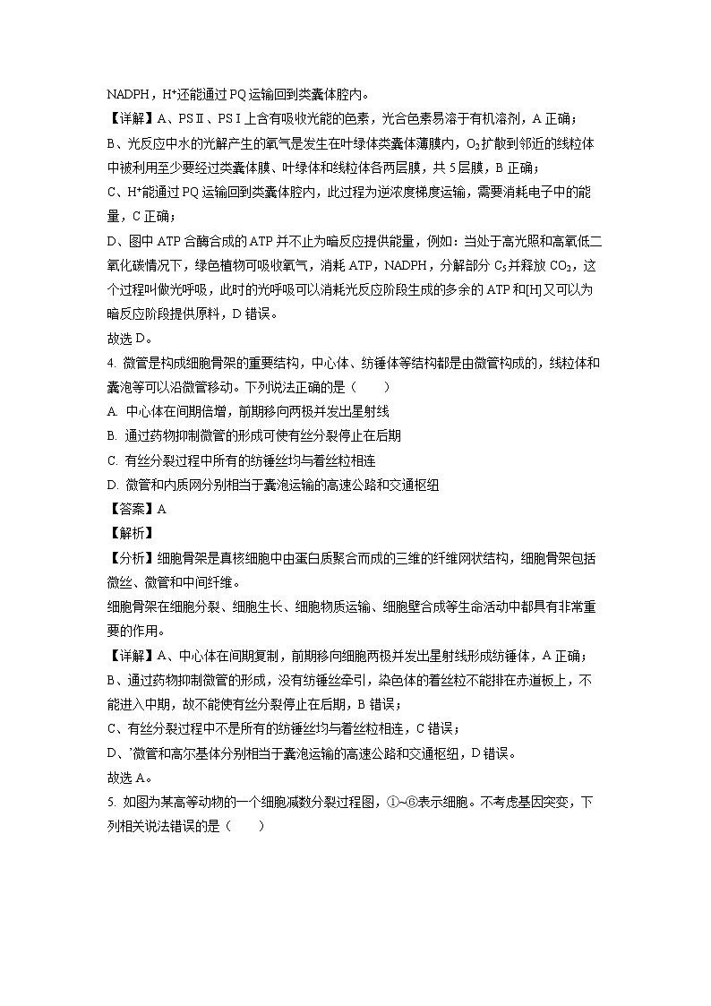 山东省潍坊市2023届高三上学期1月期末考试生物试题含解析第3页