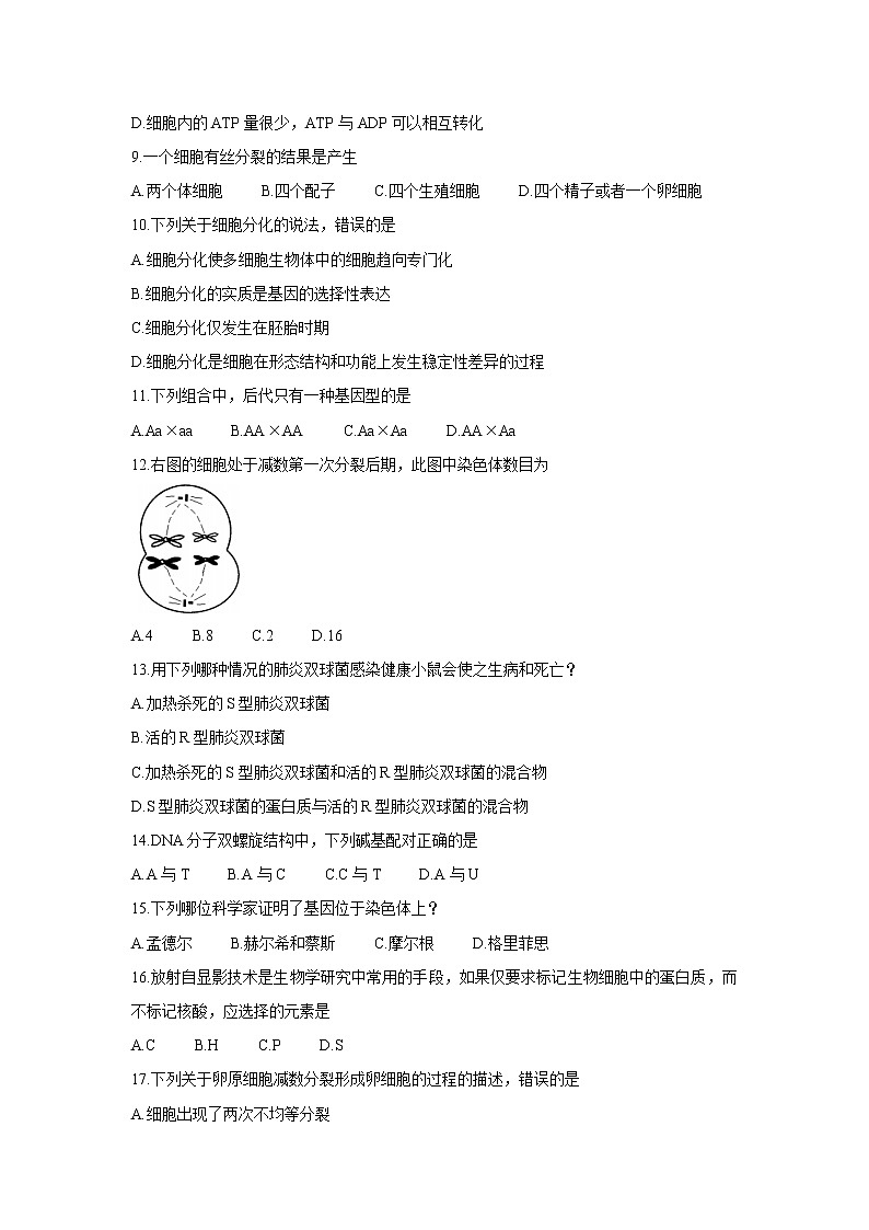 湖南省2021年6月普通高中学业水平考试信息模拟卷(压轴一) 生物 Word版第2页
