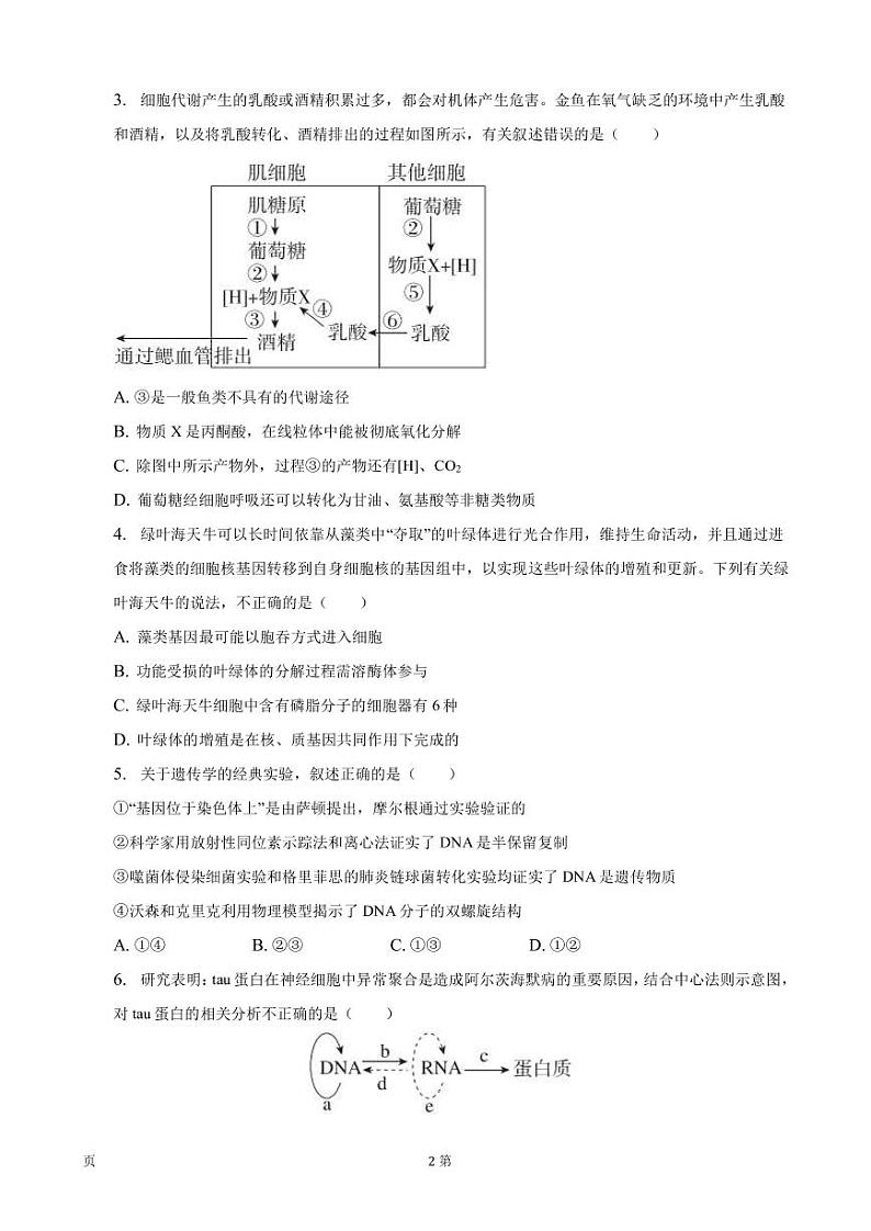 2022-2023学年广东省深圳市光明区高三上学期期末生物试卷PDF版含答案02