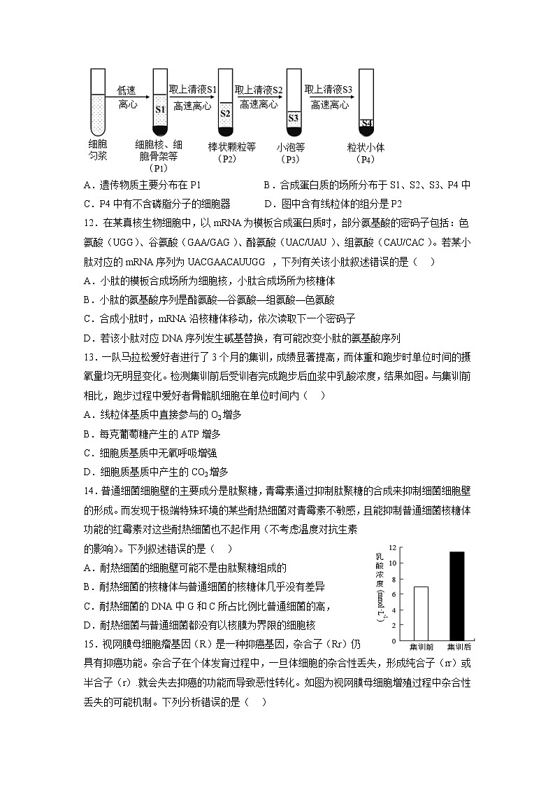 2023重庆市万州二中高三上学期1月质量检测生物试题含答案03