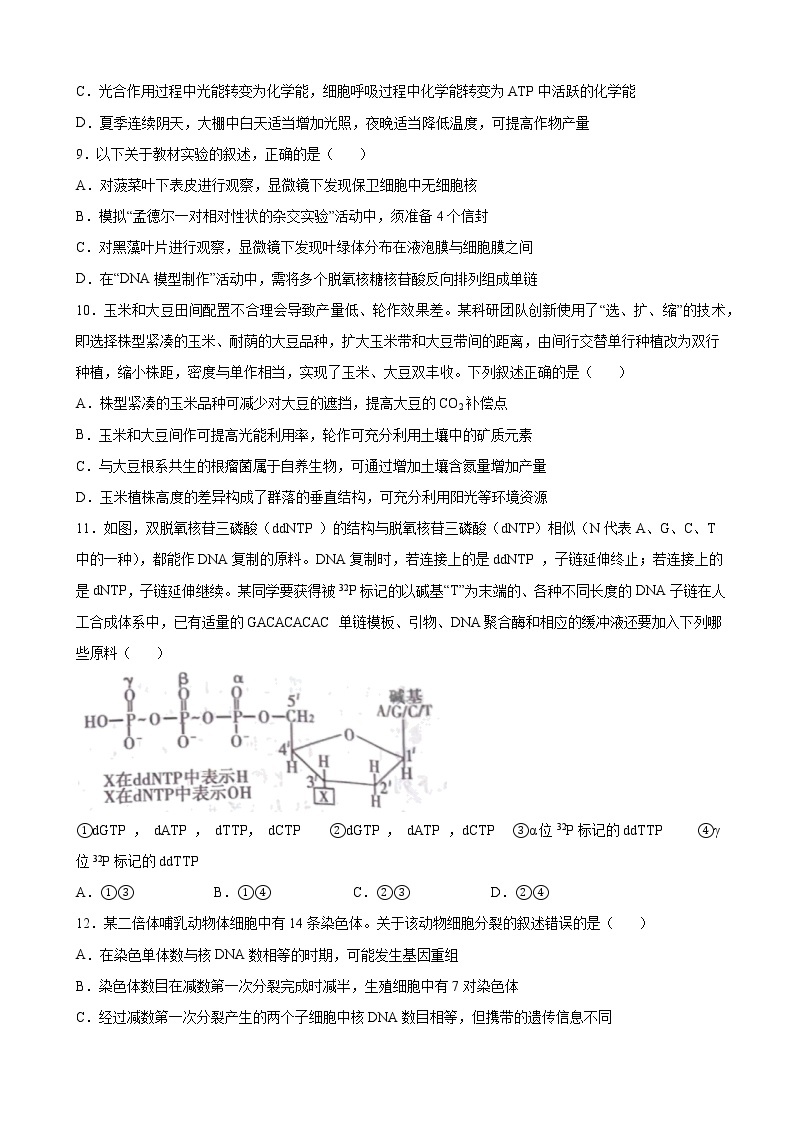 2022-2023学年河南省信阳市高三上学期第二次质量检测生物试题（解析版）03