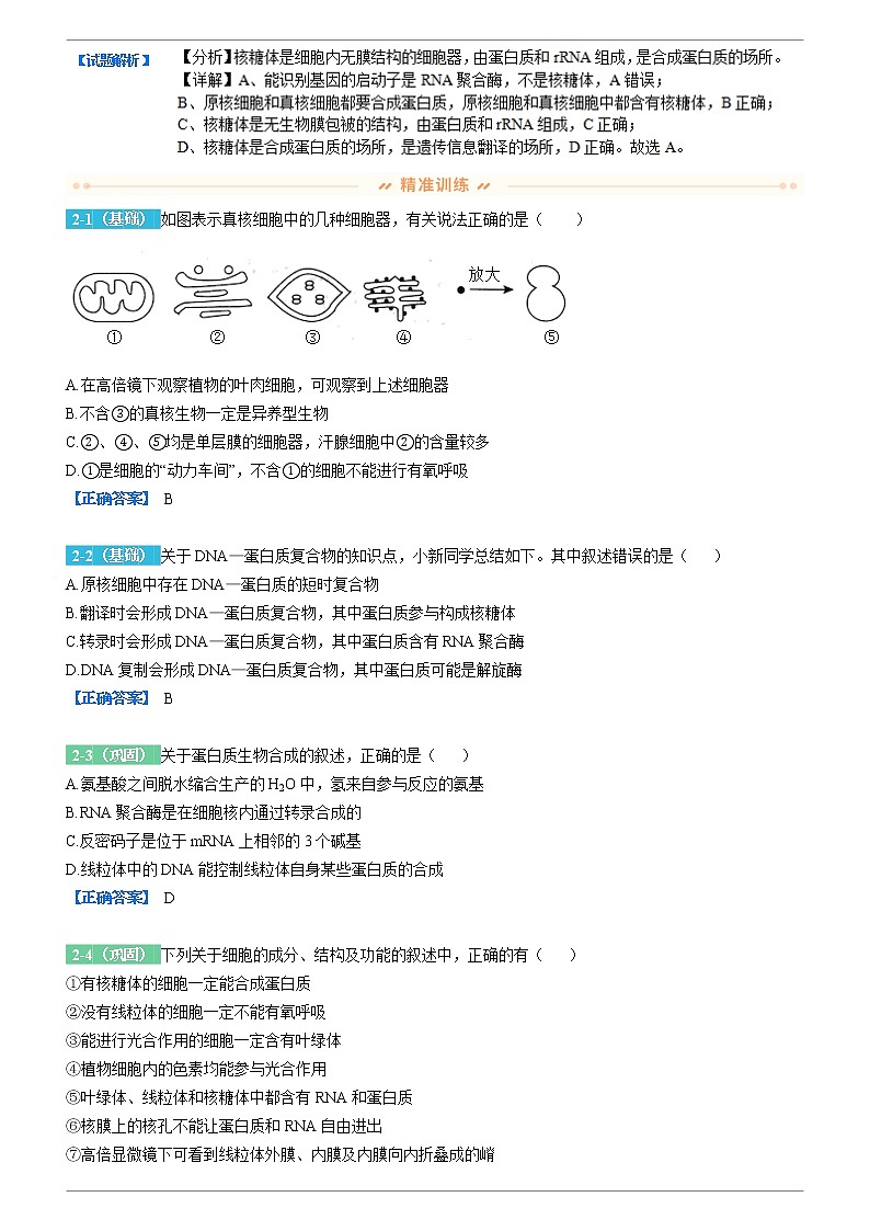 2021-2022学年北京市北师大附中高三上学期期中考试生物变式题 Word版含解析第3页