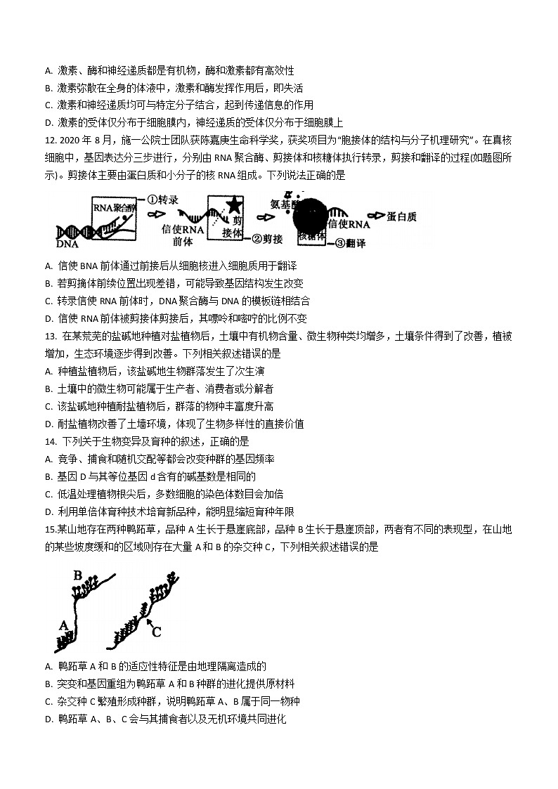 2022-2023学年内蒙古赤峰市高三上学期期末考试生物学试题(word版)第3页